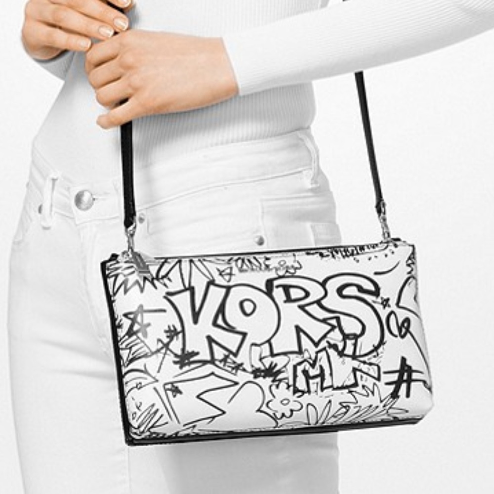 MICHAEL KORS Adele Graffiti Leather Crossbody - Picture 1 of 3
